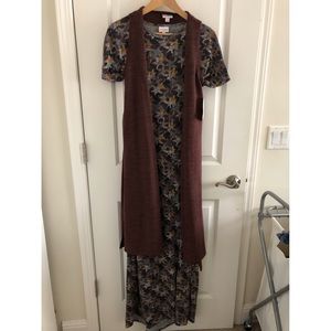 Lularoe XS Reddish brown joy and small stars Maria